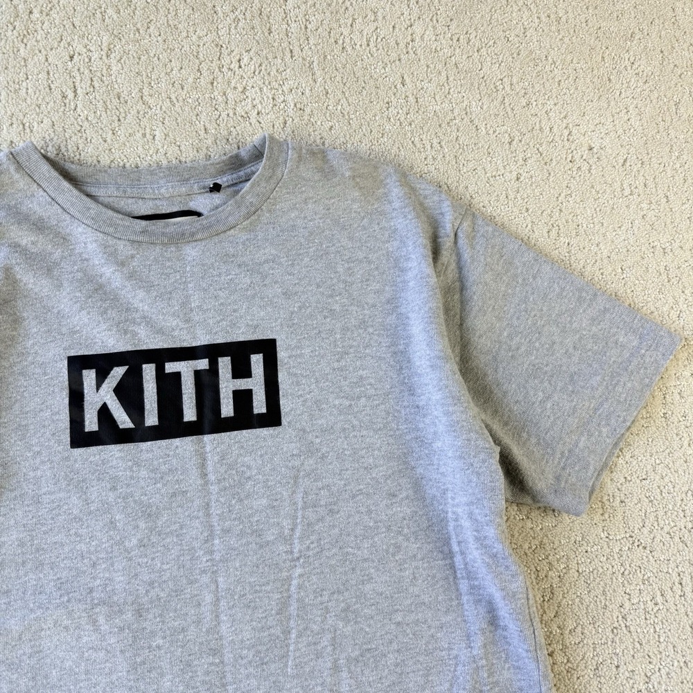 Kith Box Logo T-Shirt Men XS Heather Gray 100% Cotton Streetwear Graphic Tee